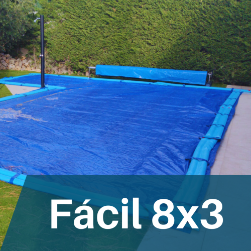 Cobertor de instalación Fácil para piscina de 8x3 sin perforaciones